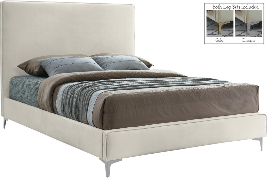 Geri Cream Velvet King Bed - Furniture Stars (Chicago, IL)