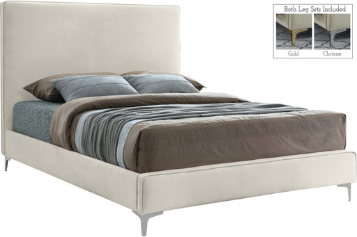Geri Cream Velvet King Bed - Furniture Stars (Chicago, IL)