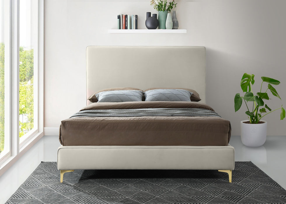Geri Cream Velvet Queen Bed - Furniture Stars (Chicago, IL)