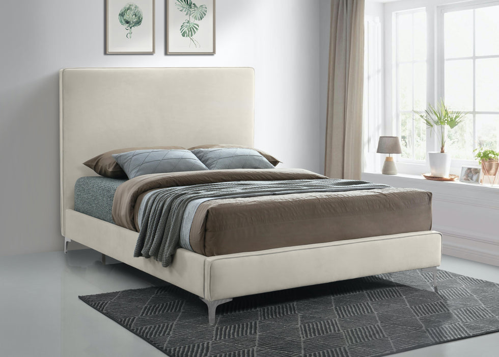 Geri Cream Velvet King Bed - Furniture Stars (Chicago, IL)