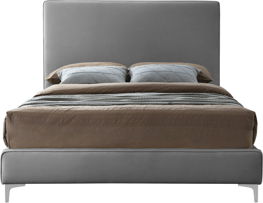 Geri Grey Velvet King Bed - Furniture Stars (Chicago, IL)