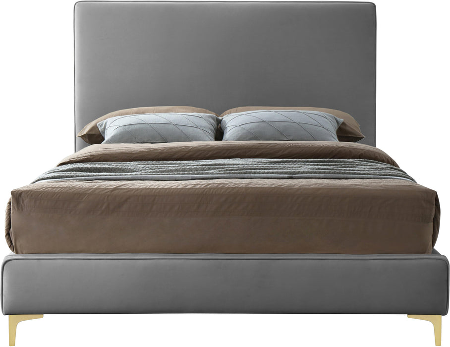 Geri Grey Velvet King Bed - Furniture Stars (Chicago, IL)