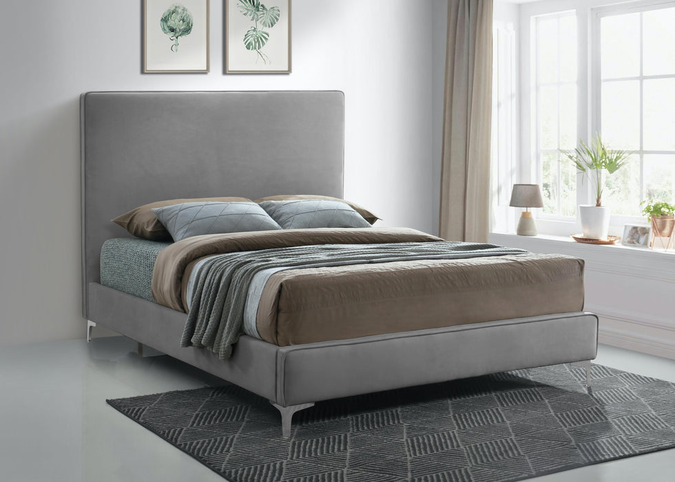 Geri Grey Velvet King Bed - Furniture Stars (Chicago, IL)
