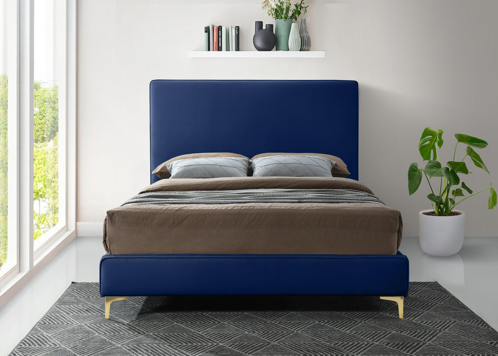 Geri Navy Velvet King Bed - Furniture Stars (Chicago, IL)