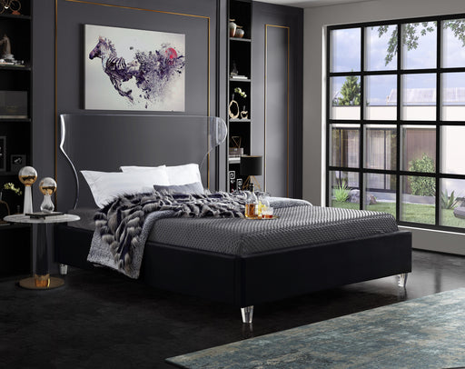 Ghost Black Velvet Queen Bed - Furniture Stars (Chicago, IL)
