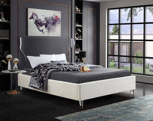 Ghost Cream Velvet King Bed - Furniture Stars (Chicago, IL)