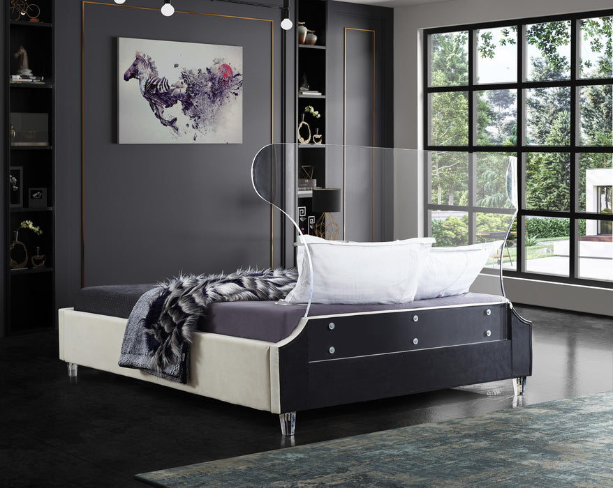 Ghost Cream Velvet King Bed - Furniture Stars (Chicago, IL)
