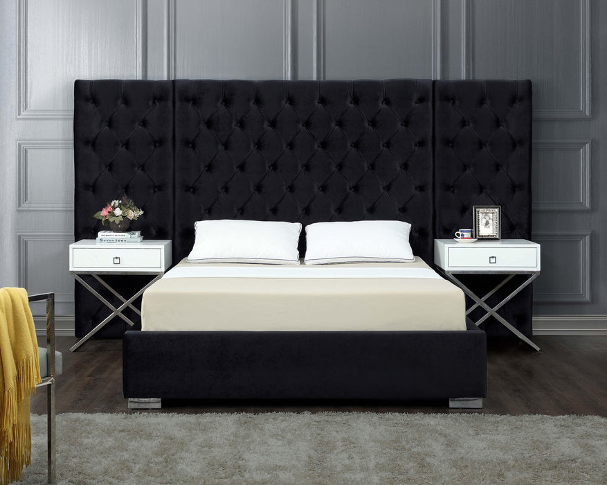 Grande Black Velvet Queen Bed (3 Boxes) - Furniture Stars (Chicago, IL)