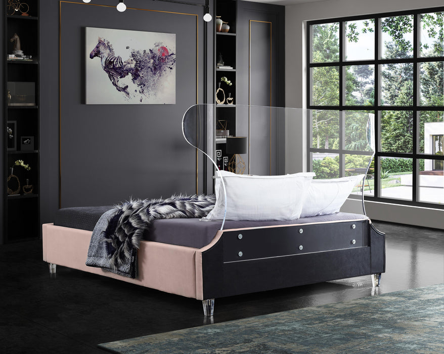 Ghost Pink Velvet Queen Bed - Furniture Stars (Chicago, IL)