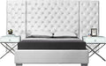 Grande White Velvet Queen Bed (3 Boxes) - Furniture Stars (Chicago, IL)