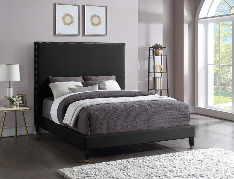 Harlie Black Velvet Queen Bed - Furniture Stars (Chicago, IL)