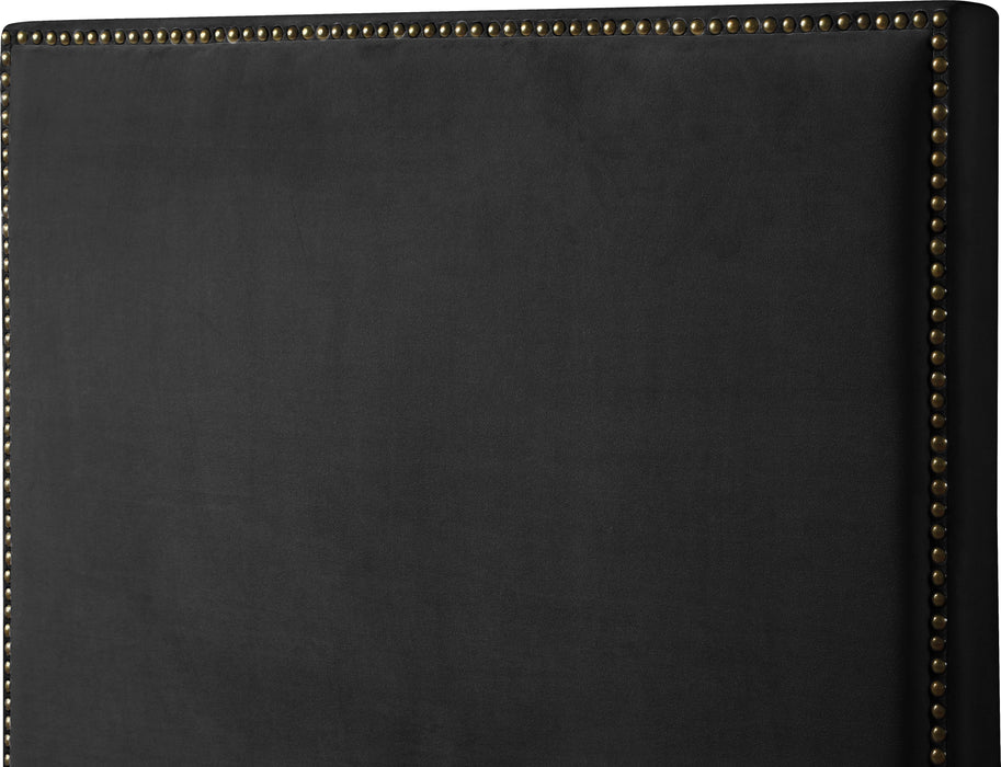Harlie Black Velvet Queen Bed - Furniture Stars (Chicago, IL)