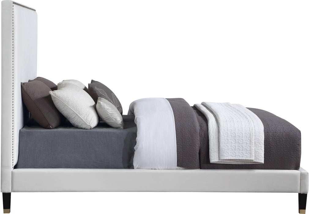 Harlie Cream Velvet King Bed - Furniture Stars (Chicago, IL)