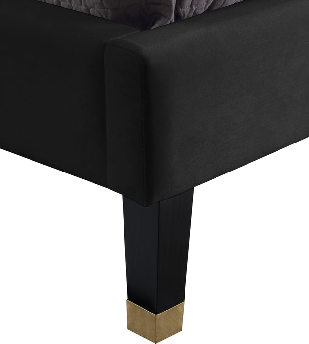 Harlie Black Velvet Queen Bed - Furniture Stars (Chicago, IL)