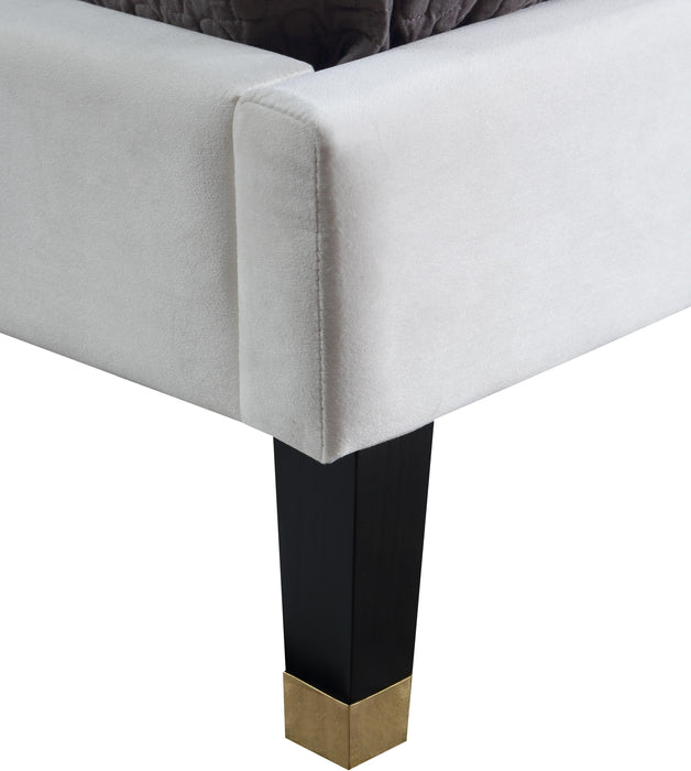 Harlie Cream Velvet Twin Bed - Furniture Stars (Chicago, IL)