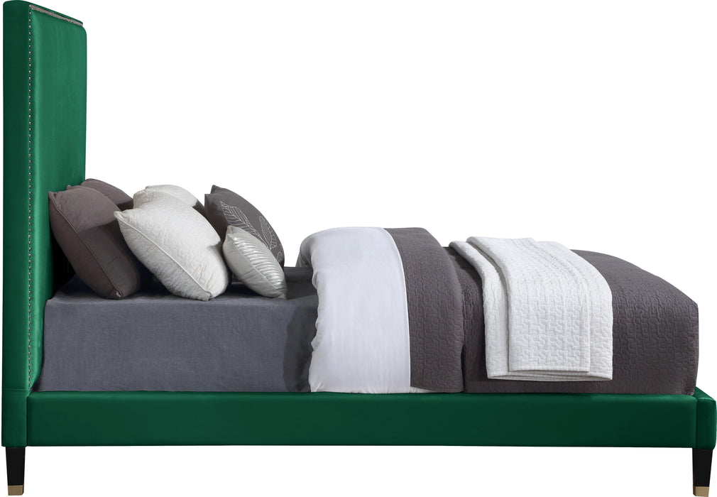 Harlie Green Velvet Queen Bed - Furniture Stars (Chicago, IL)