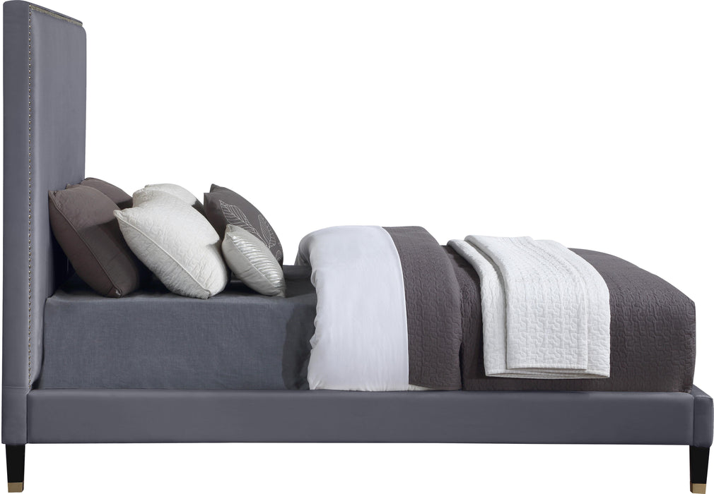 Harlie Grey Velvet King Bed - Furniture Stars (Chicago, IL)