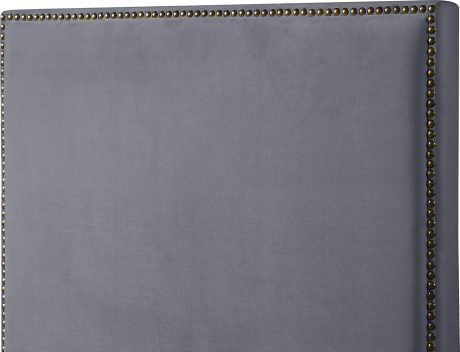 Harlie Grey Velvet Twin Bed - Furniture Stars (Chicago, IL)