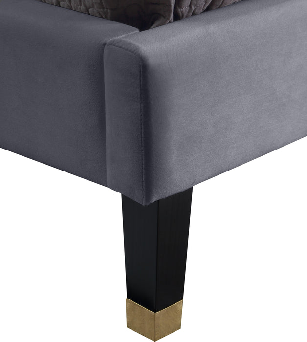 Harlie Grey Velvet King Bed - Furniture Stars (Chicago, IL)