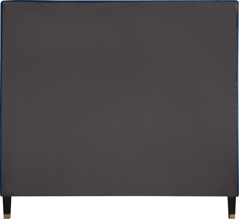 Harlie Navy Velvet Queen Bed - Furniture Stars (Chicago, IL)
