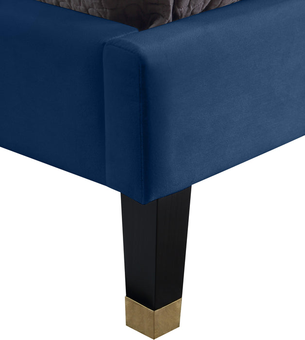 Harlie Navy Velvet Queen Bed - Furniture Stars (Chicago, IL)