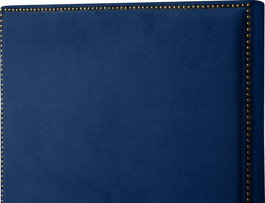 Harlie Navy Velvet Queen Bed - Furniture Stars (Chicago, IL)