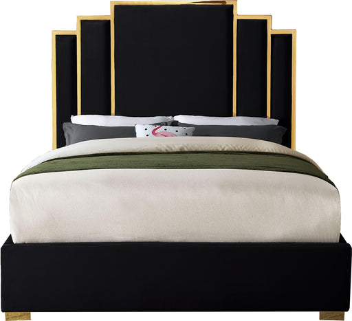 Hugo Black Velvet Queen Bed - Furniture Stars (Chicago, IL)