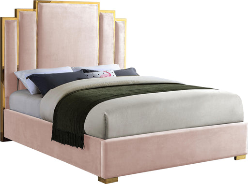 Hugo Pink Velvet Queen Bed - Furniture Stars (Chicago, IL)