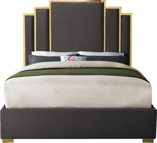Hugo Grey Velvet Queen Bed - Furniture Stars (Chicago, IL)