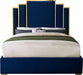 Hugo Navy Velvet Queen Bed - Furniture Stars (Chicago, IL)