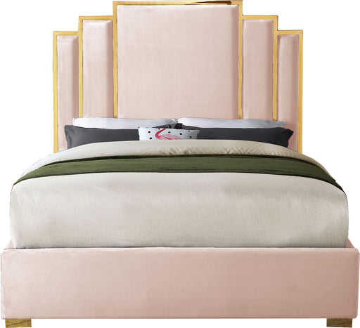 Hugo Pink Velvet Queen Bed - Furniture Stars (Chicago, IL)