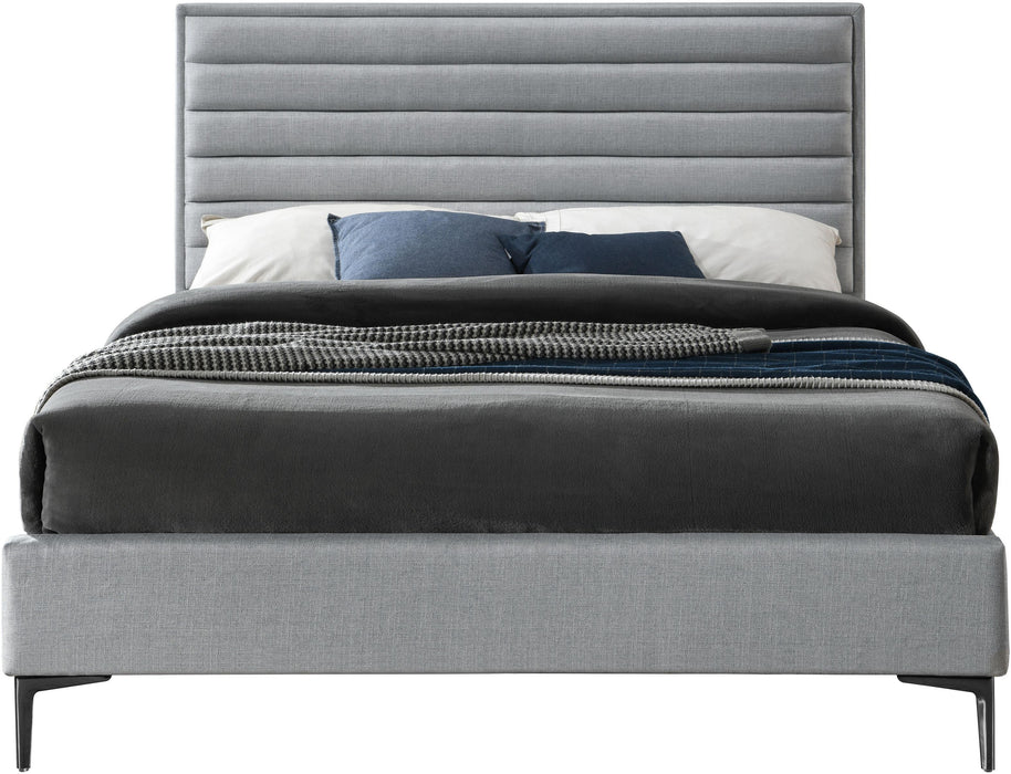 Hunter Grey Linen Queen Bed - Furniture Stars (Chicago, IL)