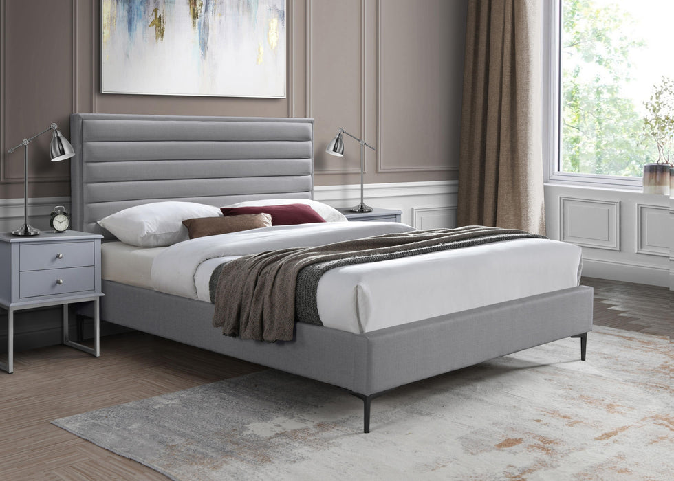 Hunter Grey Linen Queen Bed - Furniture Stars (Chicago, IL)