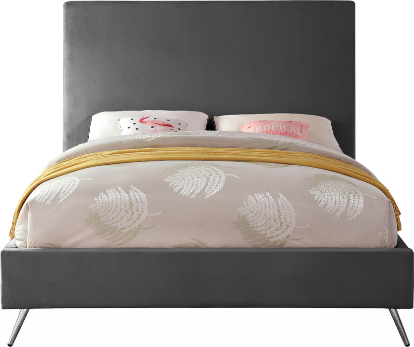 Jasmine Grey Velvet Queen Bed - Furniture Stars (Chicago, IL)