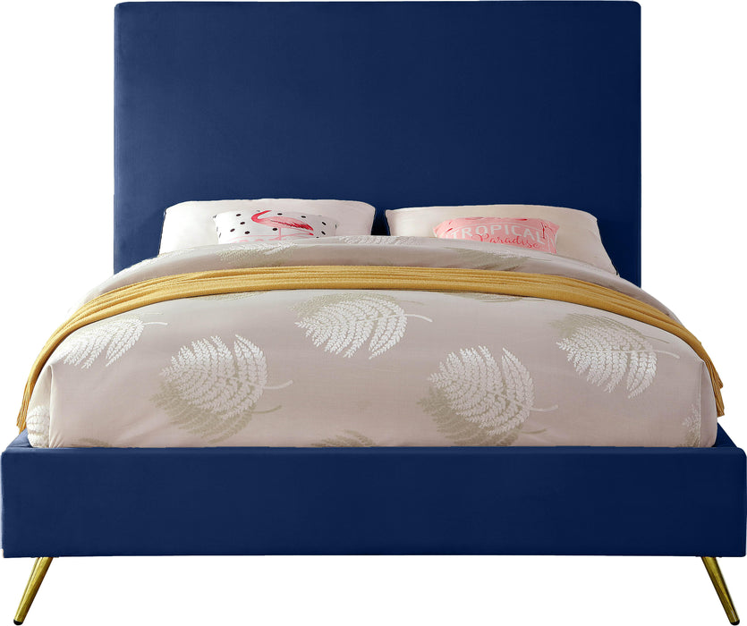 Jasmine Navy Velvet King Bed - Furniture Stars (Chicago, IL)