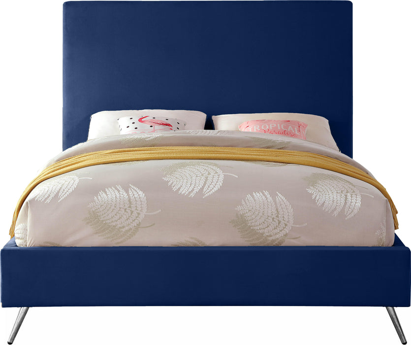 Jasmine Navy Velvet King Bed - Furniture Stars (Chicago, IL)