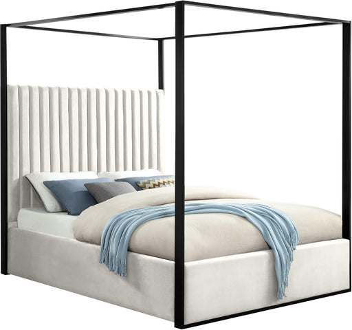 Jax Cream Velvet Queen Bed - Furniture Stars (Chicago, IL)