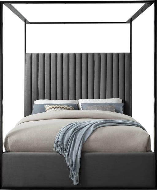 Jax Grey Velvet Queen Bed - Furniture Stars (Chicago, IL)
