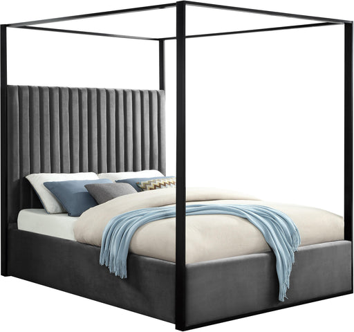 Jax Grey Velvet Queen Bed - Furniture Stars (Chicago, IL)
