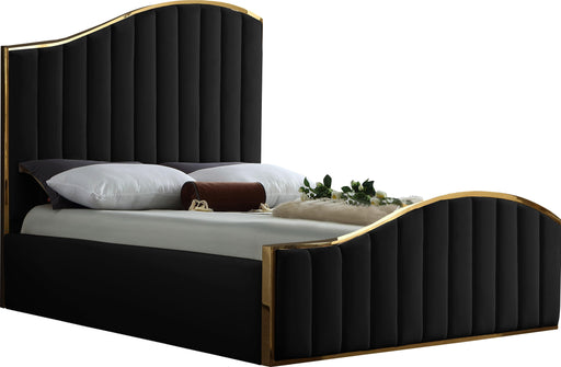 Jolie Black Velvet Queen Bed (3 Boxes) - Furniture Stars (Chicago, IL)