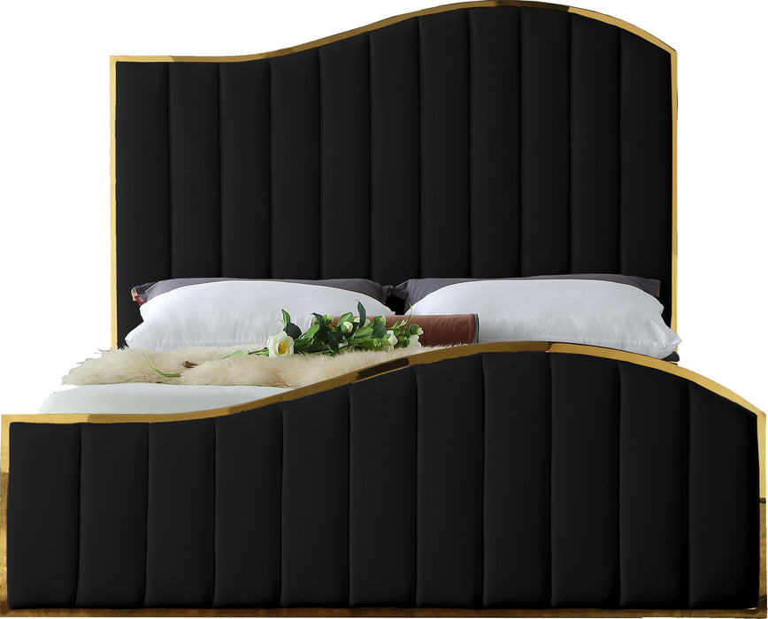 Jolie Black Velvet Queen Bed (3 Boxes) - Furniture Stars (Chicago, IL)