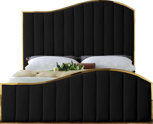 Jolie Black Velvet Queen Bed (3 Boxes) - Furniture Stars (Chicago, IL)