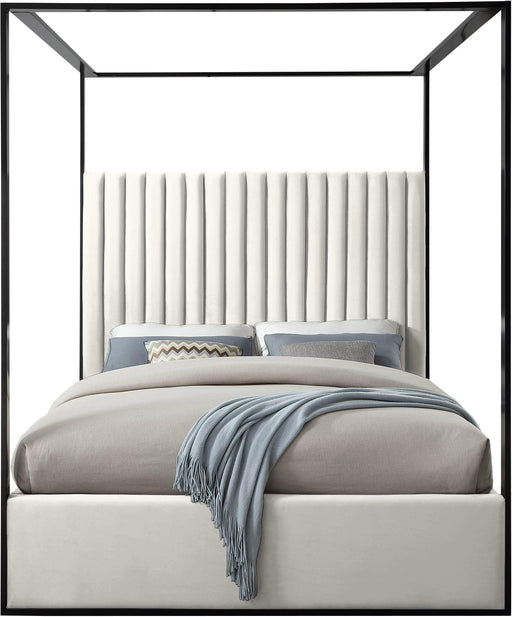Jax Cream Velvet Queen Bed - Furniture Stars (Chicago, IL)