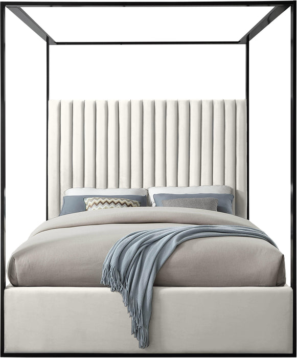 Jax Cream Velvet Queen Bed - Furniture Stars (Chicago, IL)