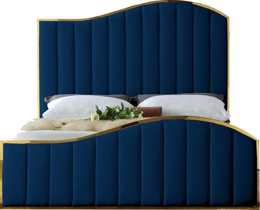 Jolie Navy Velvet Queen Bed (3 Boxes) - Furniture Stars (Chicago, IL)