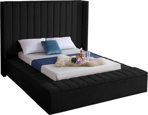 Kiki Black Velvet King Bed (3 Boxes) - Furniture Stars (Chicago, IL)