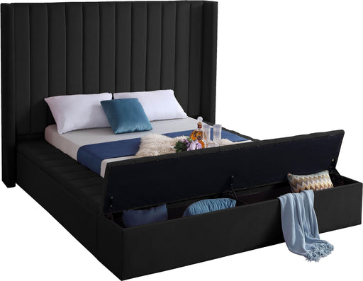 Kiki Black Velvet Queen Bed (3 Boxes) - Furniture Stars (Chicago, IL)