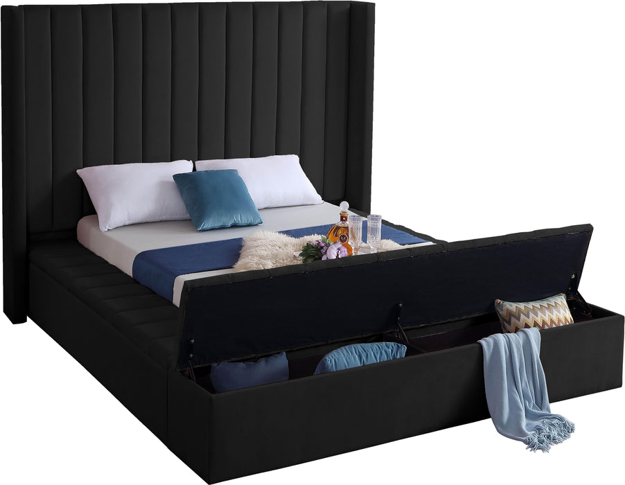 Kiki Black Velvet Queen Bed (3 Boxes) - Furniture Stars (Chicago, IL)