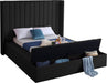 Kiki Black Velvet Queen Bed (3 Boxes) - Furniture Stars (Chicago, IL)