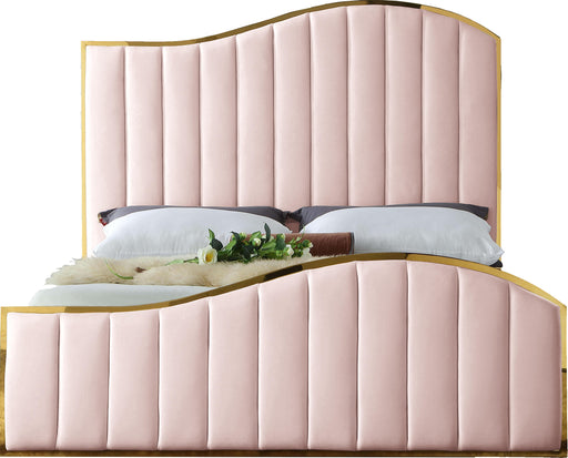 Jolie Pink Velvet Queen Bed (3 Boxes) - Furniture Stars (Chicago, IL)